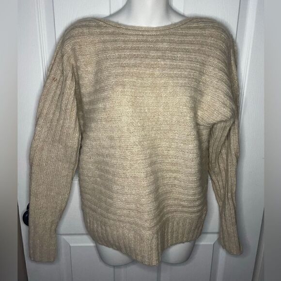 Gap Sweater Womens small Beige Chunky Ribbed Wool Blend - Picture 1 of 5